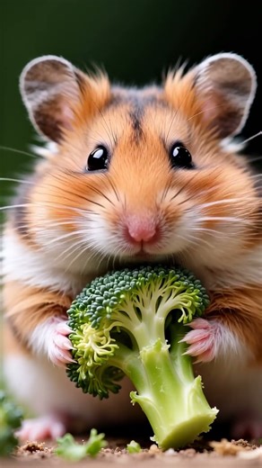 Adorable Hamster Stuffing Cheeks with Broccoli 🐹🥦 | Cute Pet Moment