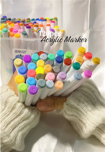 120/80/60/48/36/24/12 Colors Acrylic Marker Set Large Capacity Square Box Marker Set BUY HERE @heyitskizhel #marker #calligraphy #acrylicmarker #120colors