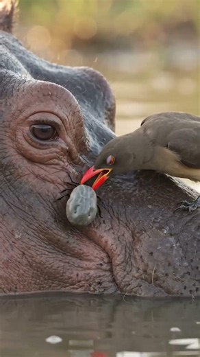 Hippopotamus Tick Removal by Red-Billed Oxpecker | Ultra Realistic 4K Wildlife Documentary