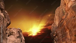 Mountains (rocks) of Petra (against the background of the sunset, 4K, time lapse), Jordan, Middle East. Petra has been a UNESCO World Heritage Site since 1985