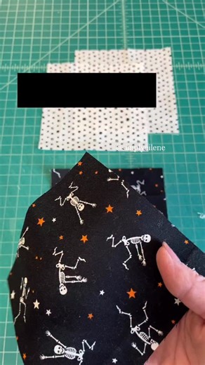 Eilene Johnson- Pattern Designer on Instagram: "Make a spooky hourglass block with me! It’s a simple process of making multiple half square triangles and then assembling so that opposite fabrics are joined, forming an hourglass shape. This technique can be used to create fun blocks by laying them out in different arrangements. That’s really how blocks are formed with quilting; just rearranging basic patterns 🙌🏻 I created hourglass blocks and arranged them for the focal center point on this Hal