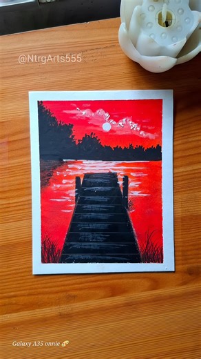 🌄 Easy Sunset Pier Scenery Drawing | Oil Pastel Art Tutorial 🌅✨