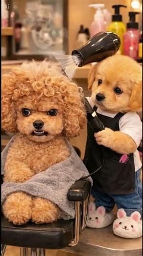 아기 골댕이 헤어디자이너… 파마가 망했습니다 💇‍♀️