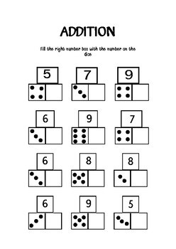 Domino Addition Worksheets (missing numbers, number bonds) (using dominoes)