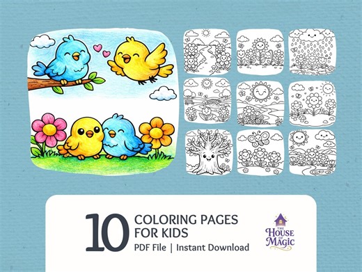 Spring Coloring Pages for Kids | First Days of Spring | Preschool Coloring Book | Cute Easy Printable | Instant Download - Etsy