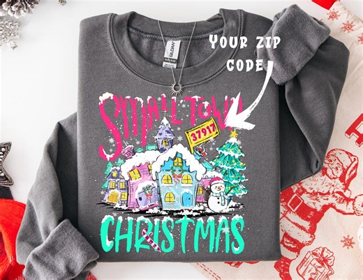 Custom Zip Code Small Town Christmas Crewneck | Small to 3X | Personalized Town Sweatshirt | Small Town Parade Outfit | East TN Made - Etsy UK