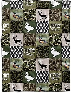 Personalized Hunting Baby Blanket, Custom Name Camouflage Fleece, Duck & Deer Nursery Theme, Soft Baby Boy Shower Gift, Woodland Decor