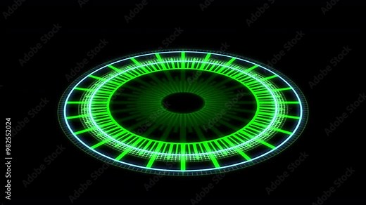 3D Circle Radial Tribal Geometric Patterns X60 Degrees M Green Animation Loop