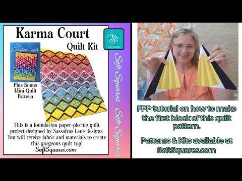 Tutorial for Karma Court Block 1. A pattern & kit you can get from SoftSquares.com that is FPP & fun