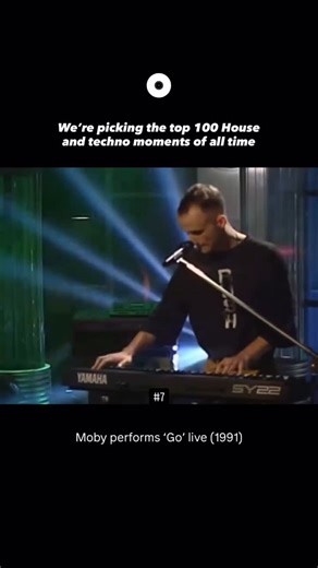 Techno and House Moments on Instagram: "Moby’s 1991 Top of the Pops performance of “Go” was pure adrenaline. Bouncing across the stage, hammering the keys, and belting out that iconic hook, he proved electronic music could absolutely explode in a live setting. The crowd was hooked, and this breakout moment introduced his sound to millions. “Go” was already making waves—blending early rave energy with those haunting Twin Peaks strings—but this performance launched Moby into another stratosphere. 