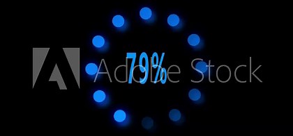 Loading screen with progress and circular animation. Futuristic progress loading 0 to 100 percent. Modern user interface design concept technology and software development and black background.