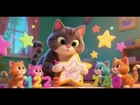 🐱🌟🔢 Mama Cat Draws Stars and Kittens Learn Counting | Numbers Song for Kids
