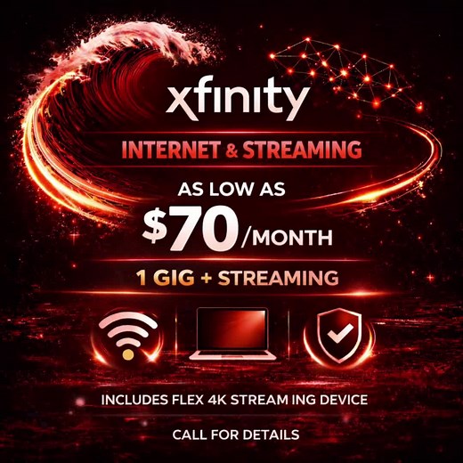 If you’d like to go fast we have Xfinity 1 Gig Internet with streaming for $70 a month!!! Fast speeds, smooth streaming, and one solid package for your home. Message us today to get started. #ClearWaveSolutions #Xfinity #XfinityInternet #InternetDeals #StreamingDeals 🌊⚡