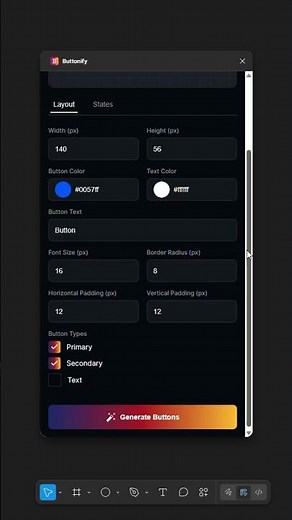 SuperFast - Create a Buttons in 1 click 💙 #figma