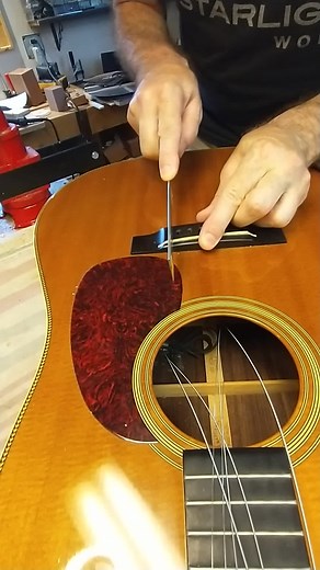 Removing Glued-In Guitar Saddle on Martin Vintage Series