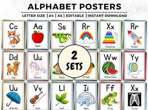 Alphabet Posters Classroom, ABC Poster Pack, Class Posters, Education Flash Cards, Elementary, Kindergarten, Preschool, Classroom Posters - Etsy