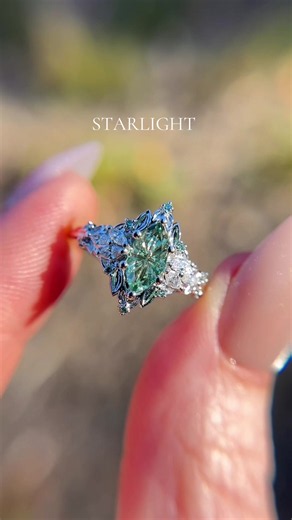 Briar rose starlight with a beautiful marquise sapphire cut by ifacet 🧚🏻‍♂️🌟 #engagementring #uniqueengagementrings #starlight #fantasyjewelry