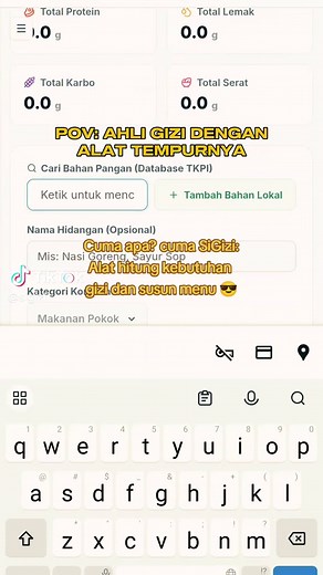 SiGizi Indonesia, aplikasi hitung kebutuhan gizi dan susun menu, dapat digunakan untuk kalangan mahasiswa gizi maupun untuk yang sudah bekerja di dapur sppg mbg, dengan aplikasi ini, waktu perhitungan gizi menjadi lebih efisien dan lebih mudah digunakan ☺ #ahligizi #mbg #sppg #prabowo #makanbergizigratis