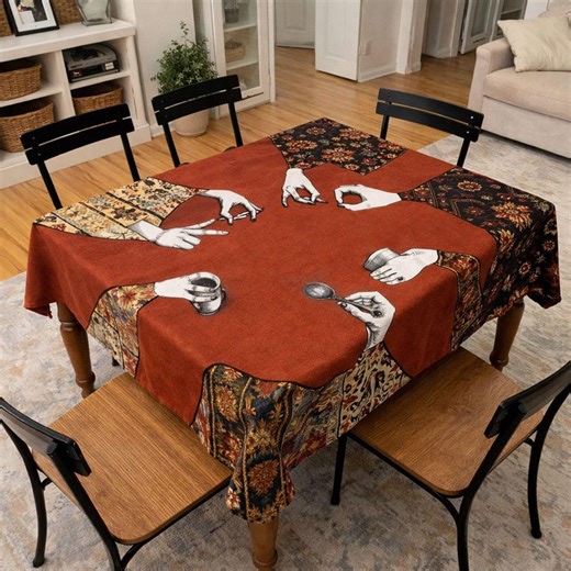 Georgian Hospitality Tablecloth – Hand-illustrated Table Linen, Unique Dining Table Decor, Artistic Georgian Home Decor “khelgashlili Supra” - Etsy