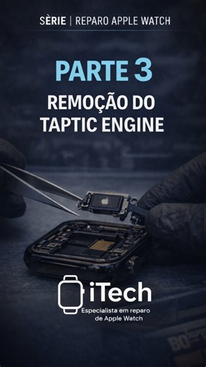 iTECH_RJ - Conserto de Apple Watch | Dando sequência ao reparo, realizamos a remoção do Taptic Engine, componente responsável pela resposta tátil do Apple Watch. Por estar... | Instagram