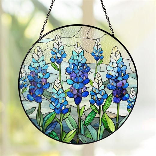 Larkspur Stained Glass Window Hanging Sun Catcher, Flower Suncatcher Decor, Birthday Gifts for Mom, Grandma, Friend, Sister, Family, Women - Etsy