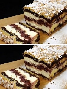 O prajitura cu doua feluri de blat, crema fina de branza si visine aromate — simpla si delicioasa. Reteta in comentarii. | Lumea Noastra