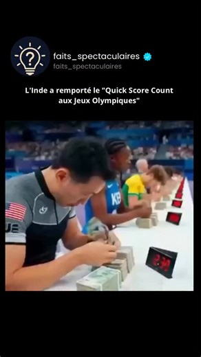 faits_spectaculaires | Une publication partage une vidéo satirique générée par IA mettant en scène une épreuve fictive de « comptage rapide » aux Jeux olympiques.... | Instagram