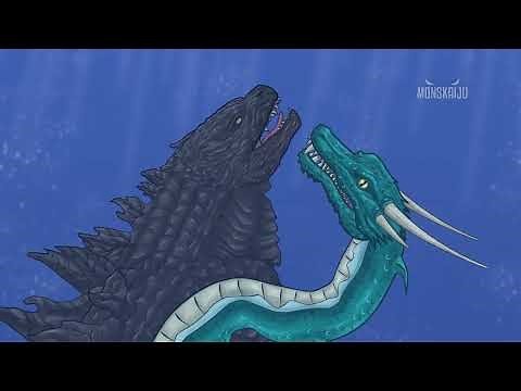 Godzilla vs Manda Kaiju Battle Animation