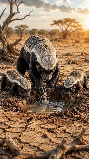 Mother Honey Badger Finds Hidden Water for Her Cubs | Incredible Wildlife Story