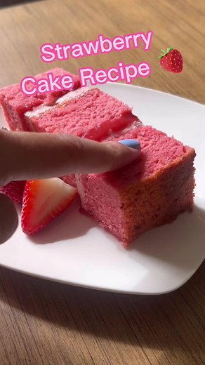 My FAVORITE Strawberry Cake is made with JELLO!? Yep. And it slappppps. Recipe on my insta or on cakeitwithjustin.com/recipes #recipevideos #cakerecipes #baking #strawberrycake