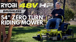The 48V HP Brushless 54” Zero Turn Electric Riding Mower delivers the ultimate cutting performance with the ability to cover up to 3.5 acres per charge! Combine that with the quiet cutting and low maintenance of electric power for a hassle-free mowing experience. Shop Now >> thd.co/3aFFLCY | RYOBI TOOLS USA
