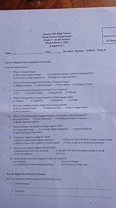 Part A: Multiple Choice QuestionsWhat is climate change?   a... | Filo