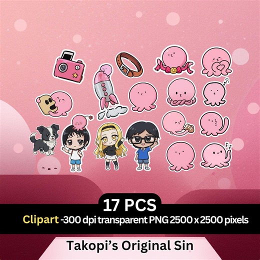 Chibi Takopis Alien Mascot Chibi Clipart Bundle – 17 PNG 2500px Transparent Background – Emotional Manga Style Characters - Etsy