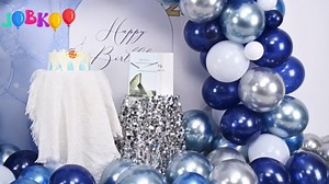 Blue White Silver Balloon Arch Kit, Navy Blue Silver White Balloon Garland with Metallic Dark Blue Light Blue Silver Balloons for Boys Men Birthday Baby Shower Graduation Wedding Party Decorations