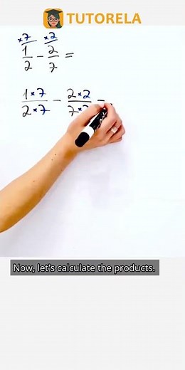 Step-by-Step Fraction Subtraction: 1/2 - 2/7 Explained #Math #OperationsWithFractions