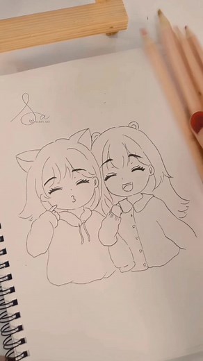 Aesthetic Drawing Tutorial for Best Friends | Aesthetic Sketchbook Ideas