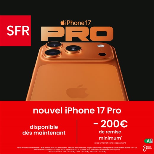 14K views · 274 reactions | Commandez l’iPhone 17 Pro chez SFR. Le plus puissant des iPhone jamais conçu. Avec une remise EXCEPTIONNELLE  | SFR | Facebook