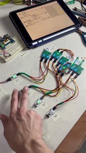 I made this 2-bit adder using DIY logic gate blocks! #electronics #diy