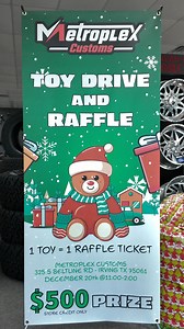First Annual Metroplex Toy Drive December 20th! 🎁🎄 $5= 1 Ticket 🎟️ 1 Toy= 1 Ticket 🎟️ #christmas #toydrive #holidays #happyholidays #raffle #community | Metroplex Customs