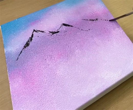 146K views · 2.2K reactions | Acrylic Painting Technique with Scissors / How to Draw Violet Mountains | Painting Skills | Facebook