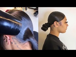 Low side swoop knot bun | using braiding hair