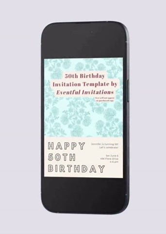 50th Birthday Invitation Template, Blue Floral Outline Design (digital Download, Canva Editable) - Etsy