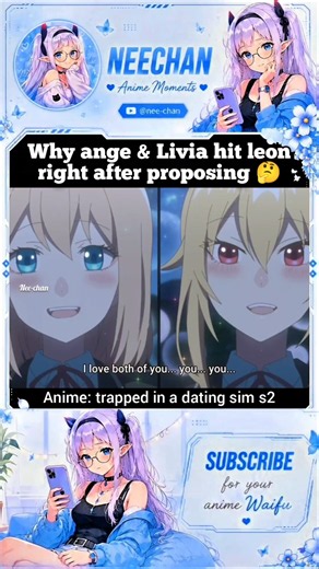 why ange and Livia hit leon right after proposing 😅 trapped in dating sim s2 ep12 #anime #shorts