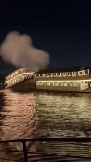 Dramatic Nighttime Boat Collision & Explosion 🚢🔥#boatcrash #explosion #shipaccident #nightcollision