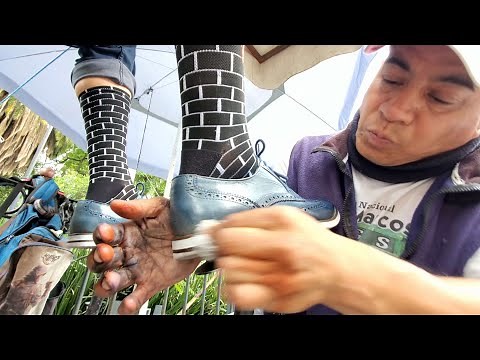 $1 TOTAL SHOE TRANSFORMATION! Shoe Shine by Francisco in Mexico City 🇲🇽 (ASMR)
