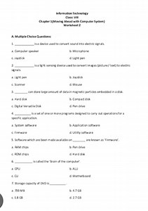 Information TechnologyClass: VIIIChapter 1(Moving Ahead with ... | Filo