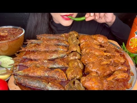 ASMR SPICY FISH CURRY,SPICY LIVER CURRY,CHICKEN LEGPIECE CURRY* EATING SHOW