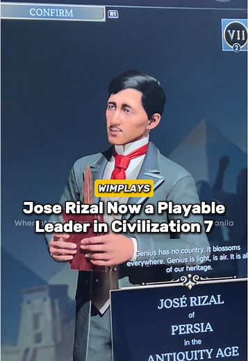 Philippine national hero José Rizal is now a playable leader in video game Sid Meier’s Civilization VII. 🇵🇭 Civilization VII became available today, February 6, to those who purchased early access, while its full release date will be on February 11, 2025. Civilization VII will be available across all major consoles, including PC. 🎮