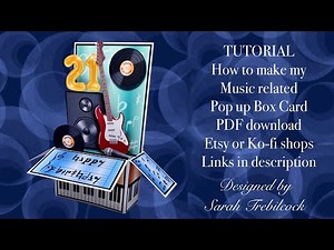 🎸🎹🎼 TUTORIAL to make my pop up box card Music birthday PDF download from Etsy or Ko-fi Shops
