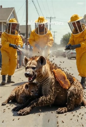 Hyena Trapped Under a Mountain of Bees — A Brave Rescue Team Saves the Helpless Survivor #viralreel #bluelifeheroes #animal #rescue | Bluelifeheroes